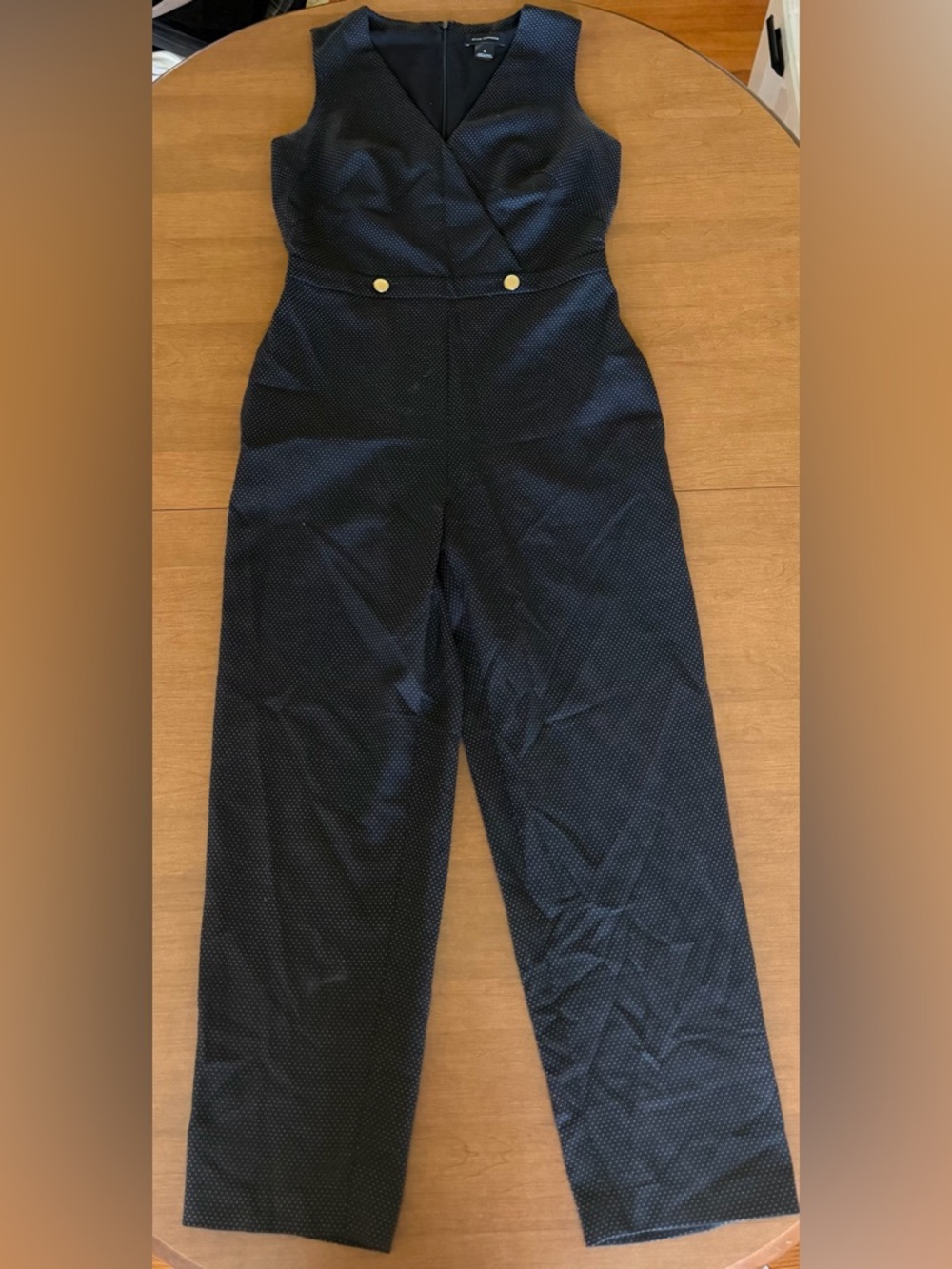 Club Monaco Black Sleeveless Wide-Leg Jumpsuit with Gold Buttons